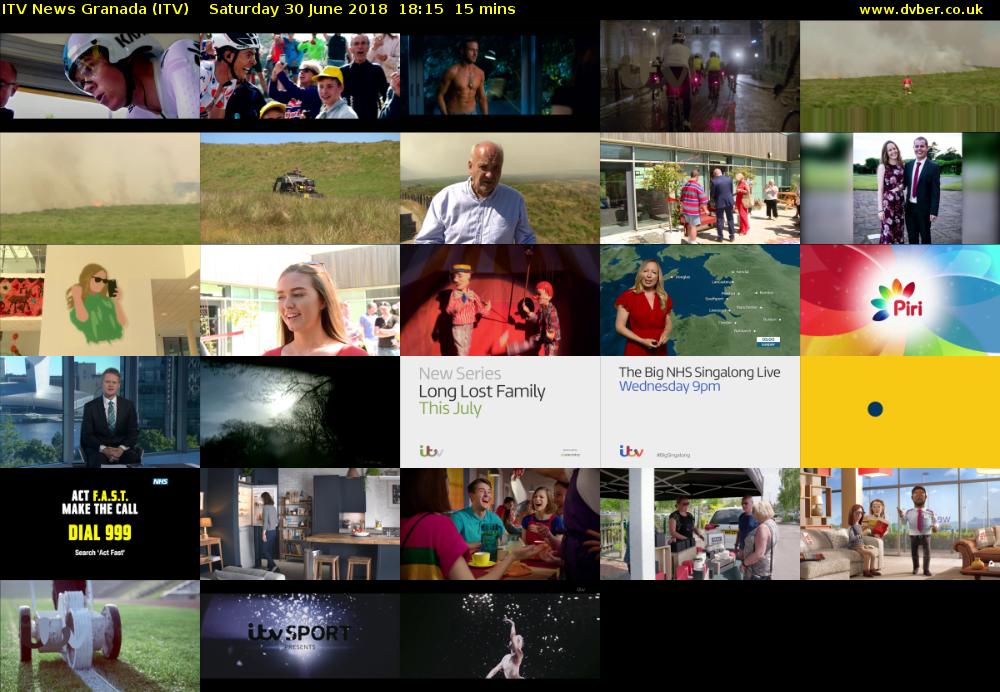 ITV News Granada (ITV) Saturday 30 June 2018 18:15 - 18:30