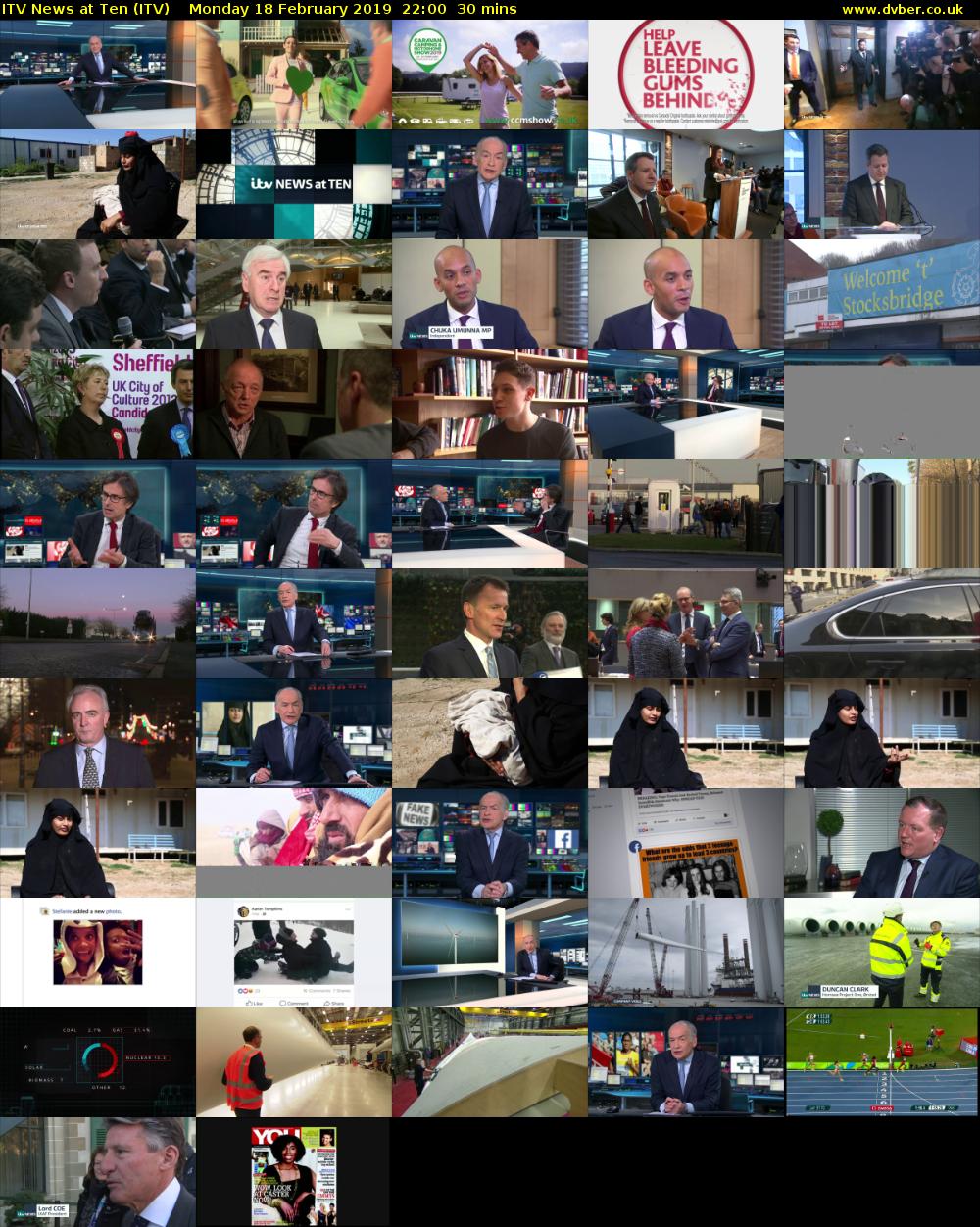 ITV News at Ten (ITV) Monday 18 February 2019 22:00 - 22:30