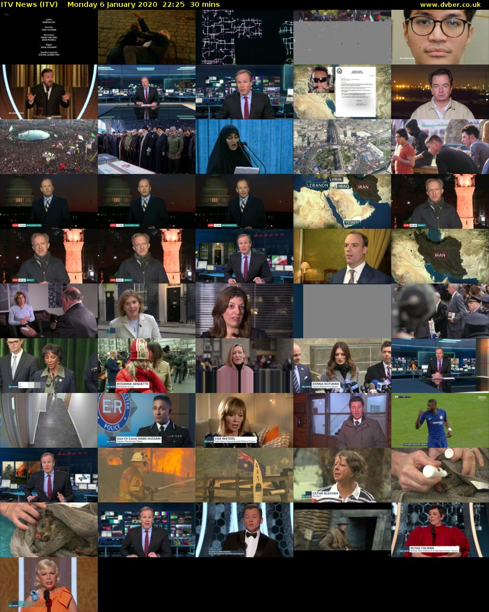 ITV News (ITV) Monday 6 January 2020 22:25 - 22:55