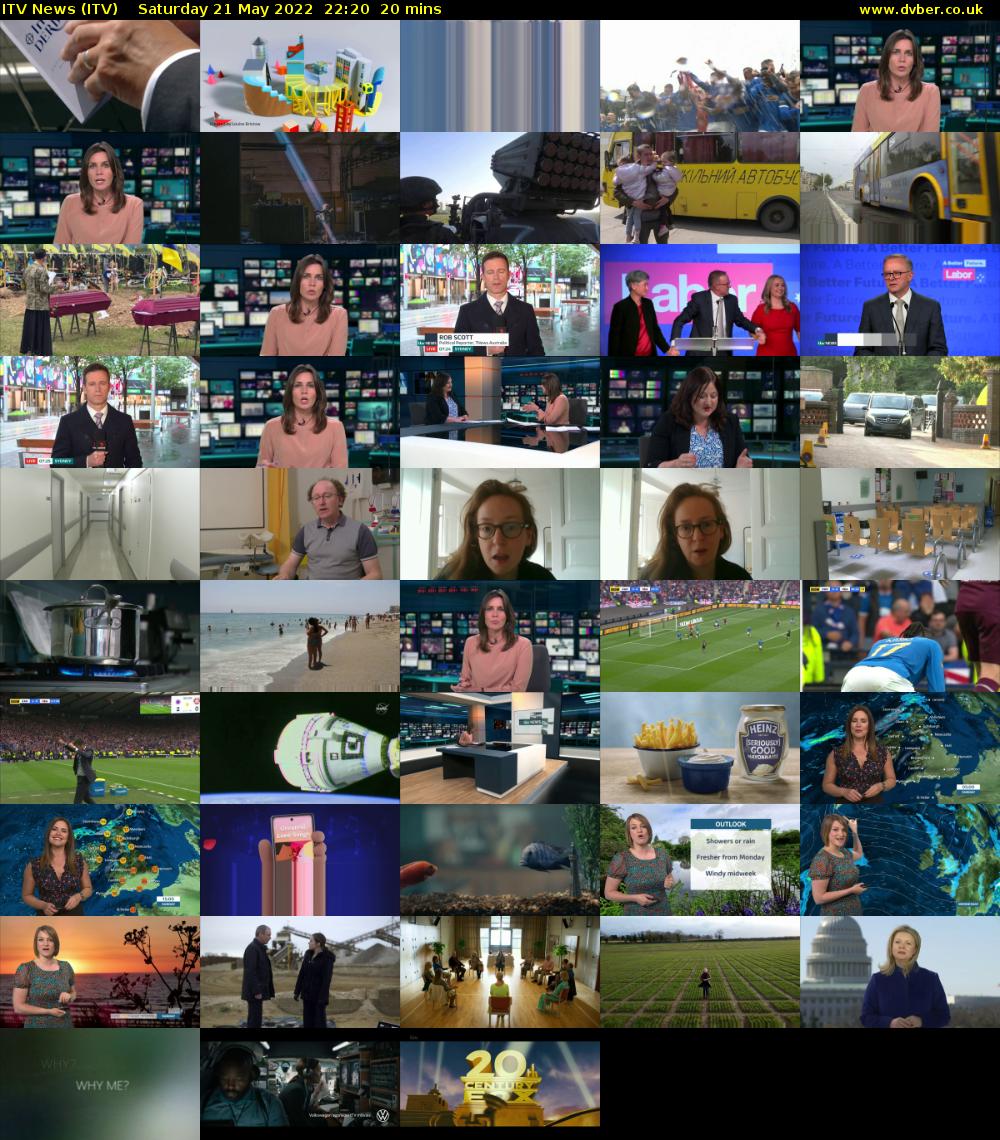 ITV News (ITV) Saturday 21 May 2022 22:20 - 22:40