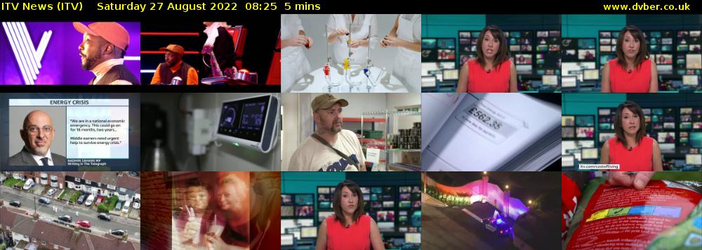 ITV News (ITV) Saturday 27 August 2022 08:25 - 08:30