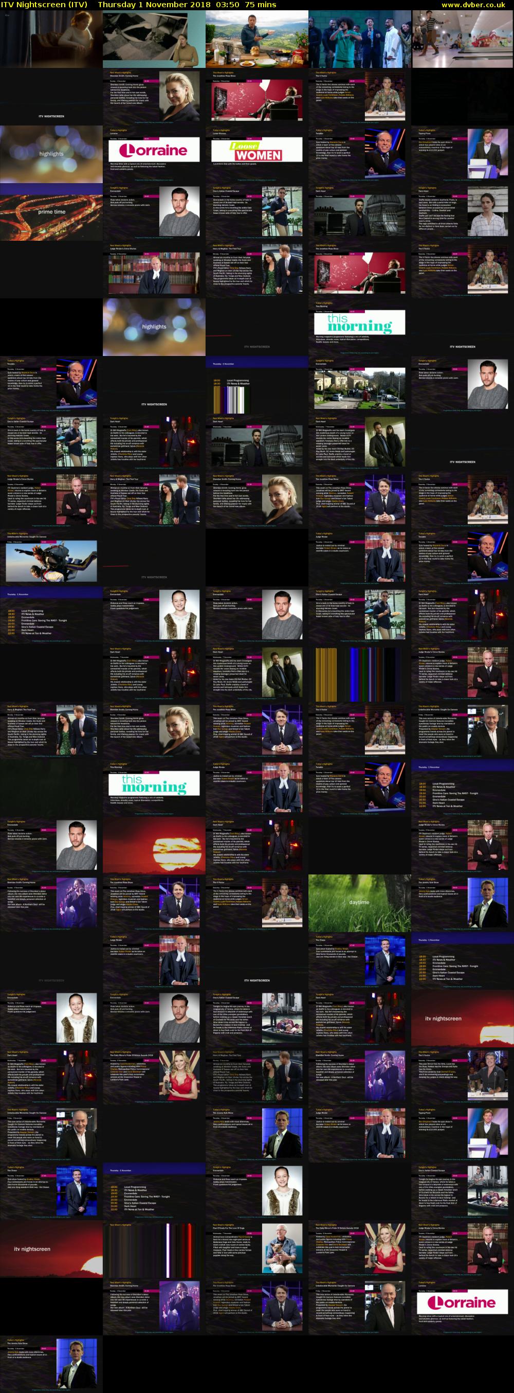 ITV Nightscreen (ITV) Thursday 1 November 2018 03:50 - 05:05