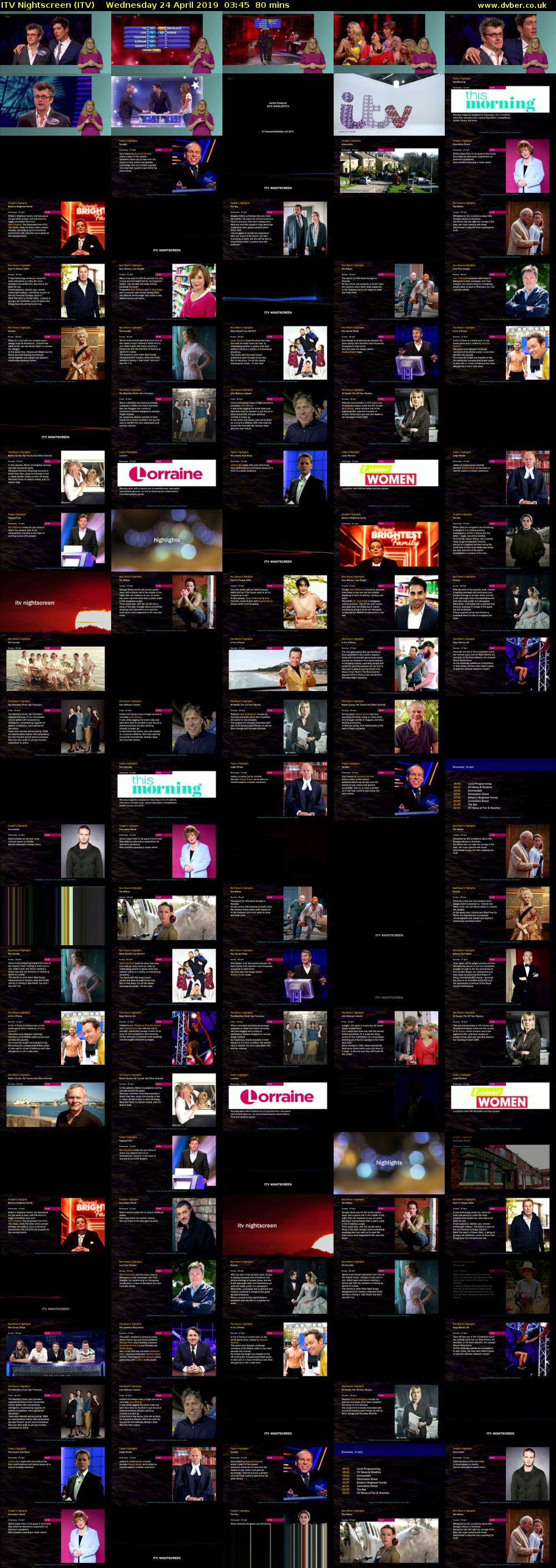 ITV Nightscreen (ITV) Wednesday 24 April 2019 03:45 - 05:05