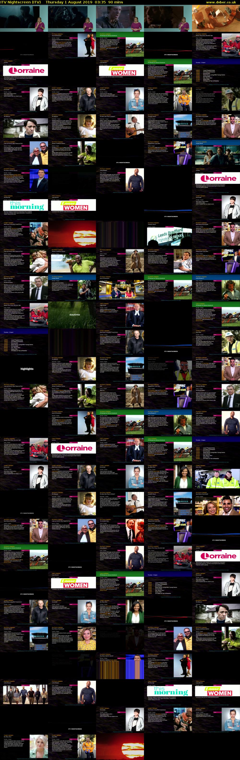 ITV Nightscreen (ITV) Thursday 1 August 2019 03:35 - 05:05