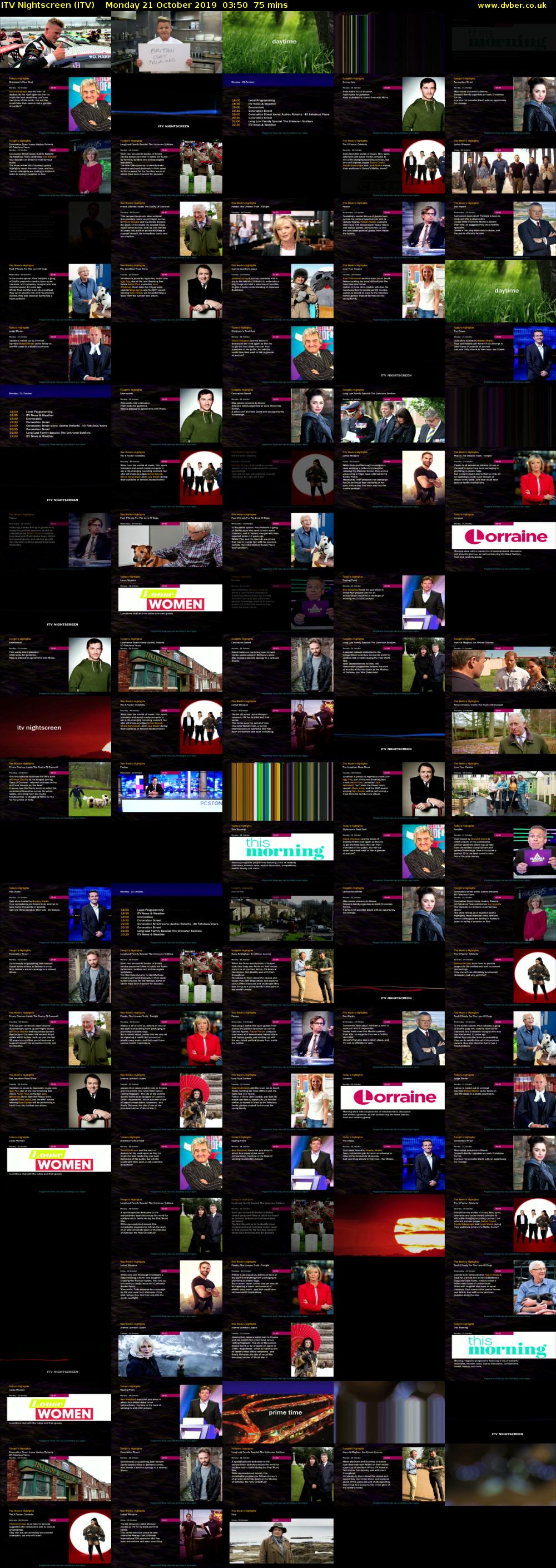 ITV Nightscreen (ITV) Monday 21 October 2019 03:50 - 05:05