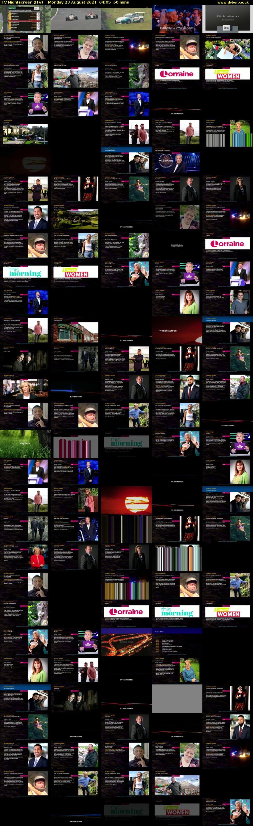 ITV Nightscreen (ITV) Monday 23 August 2021 04:05 - 05:05