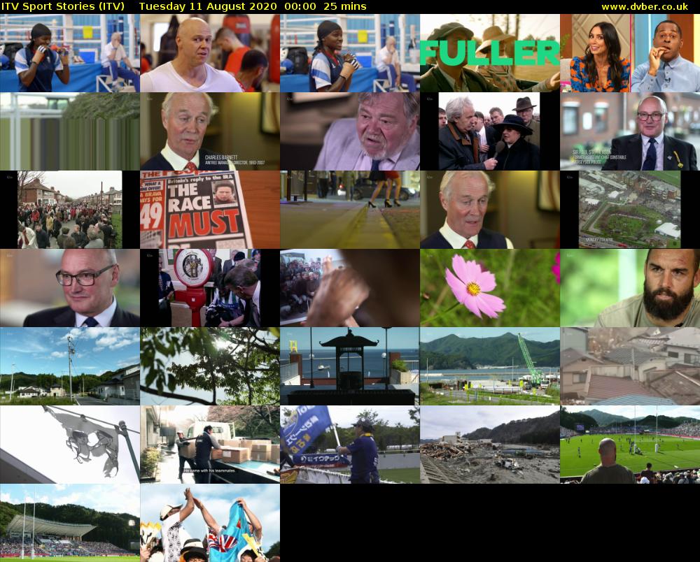 ITV Sport Stories (ITV) Tuesday 11 August 2020 00:00 - 00:25