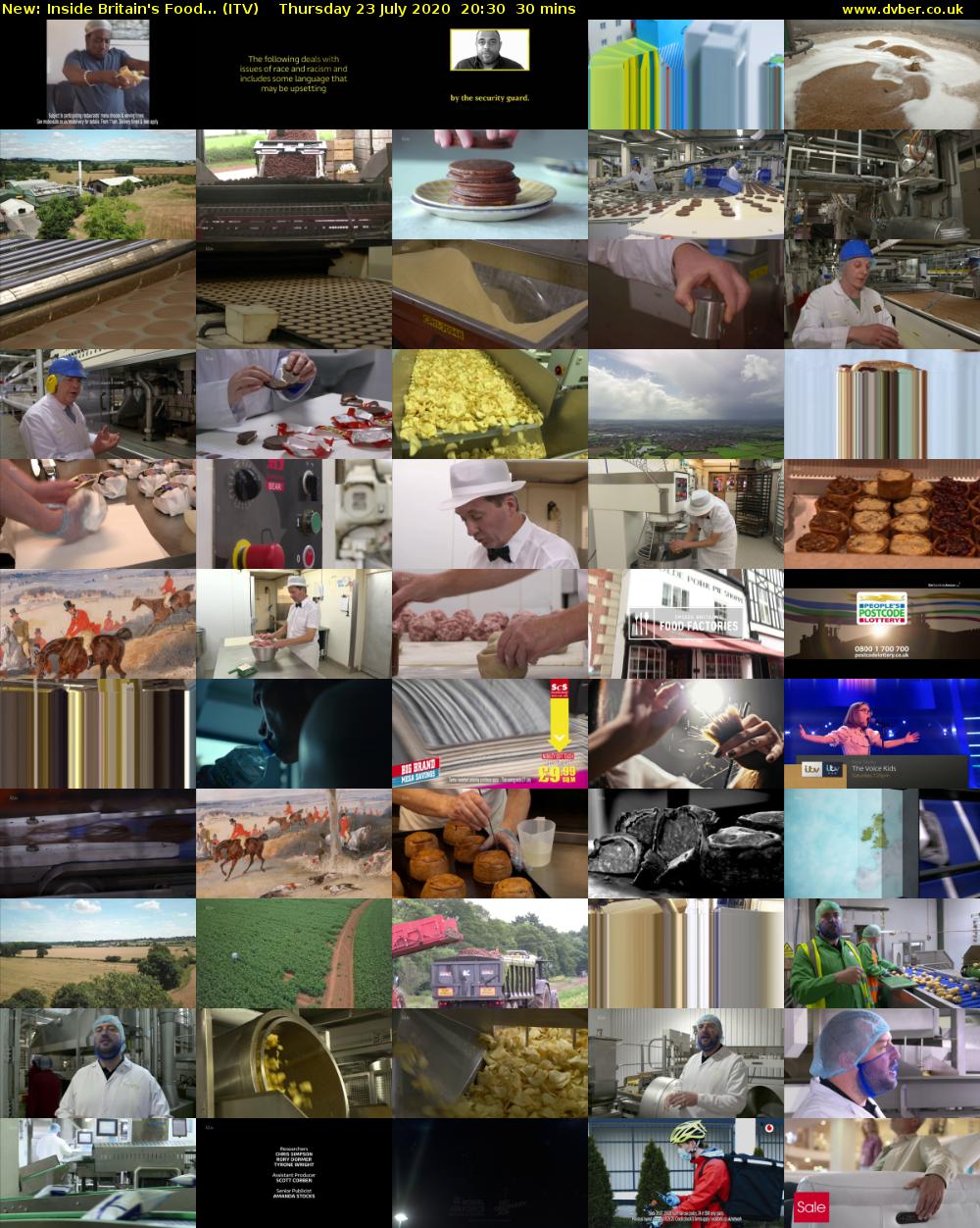 Inside Britain's Food... (ITV) Thursday 23 July 2020 20:30 - 21:00