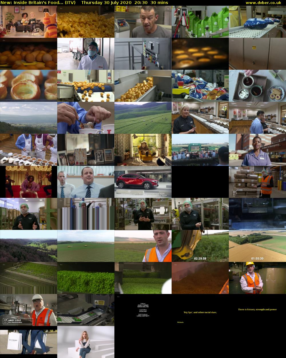 Inside Britain's Food... (ITV) Thursday 30 July 2020 20:30 - 21:00
