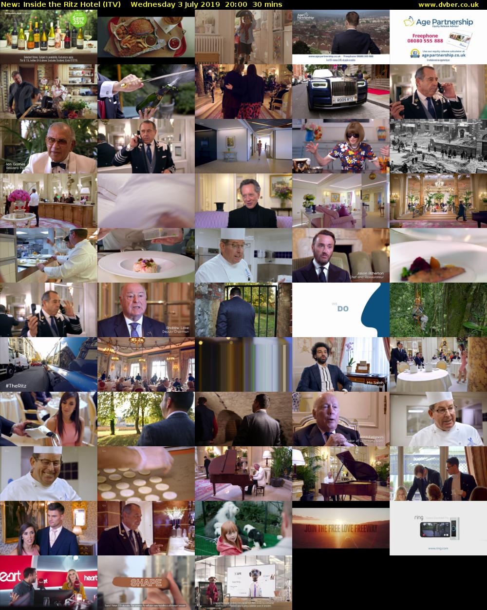 Inside the Ritz Hotel (ITV) Wednesday 3 July 2019 20:00 - 20:30