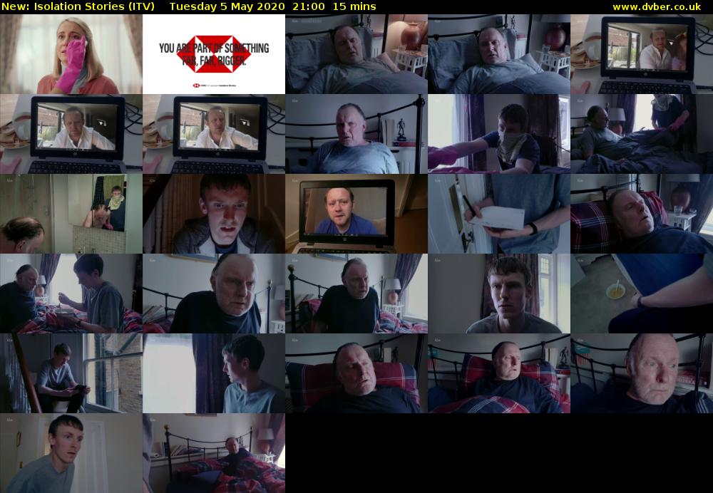 Isolation Stories (ITV) Tuesday 5 May 2020 21:00 - 21:15
