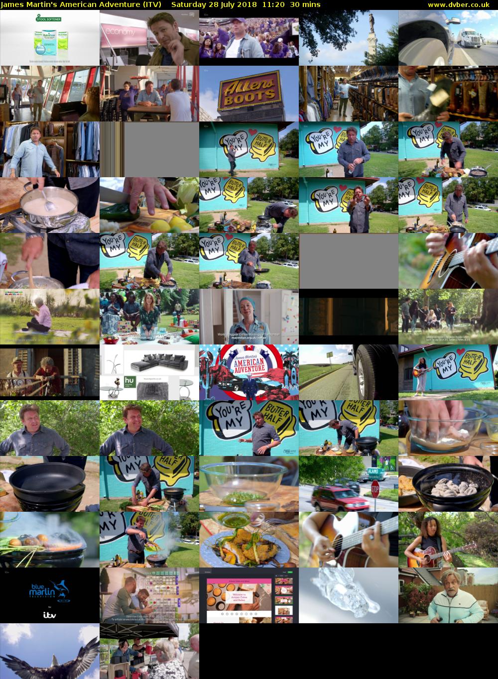 James Martin's American Adventure (ITV) Saturday 28 July 2018 11:20 - 11:50