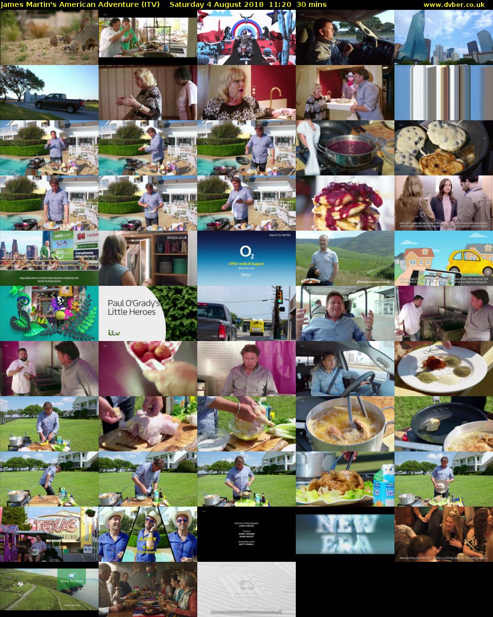 James Martin's American Adventure (ITV) Saturday 4 August 2018 11:20 - 11:50