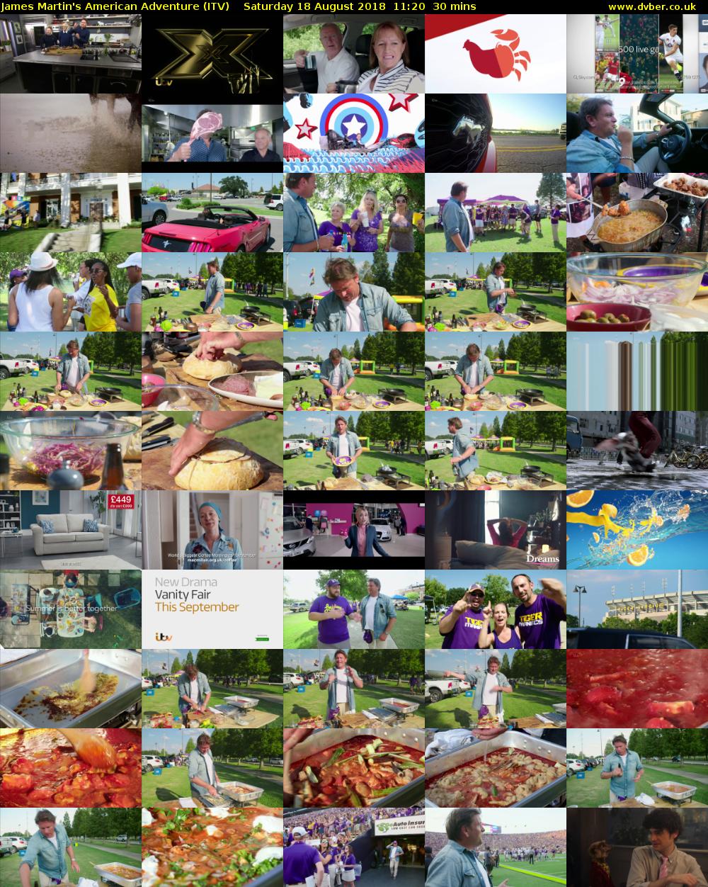 James Martin's American Adventure (ITV) Saturday 18 August 2018 11:20 - 11:50