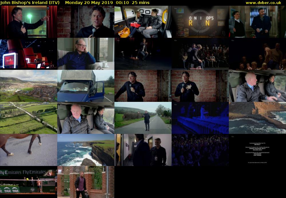 John Bishop's Ireland (ITV) Monday 20 May 2019 00:10 - 00:35