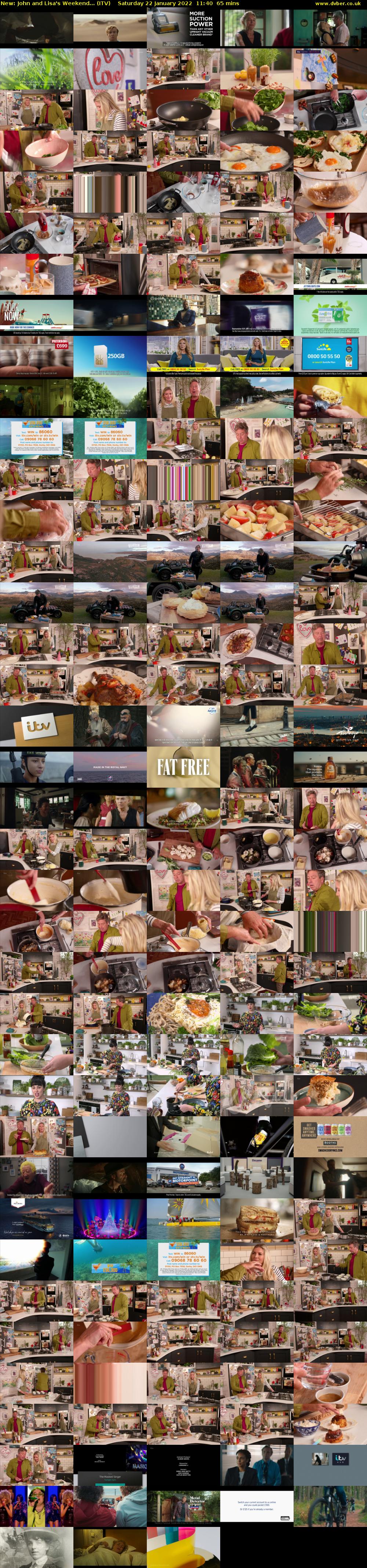 John and Lisa's Weekend... (ITV) Saturday 22 January 2022 11:40 - 12:45