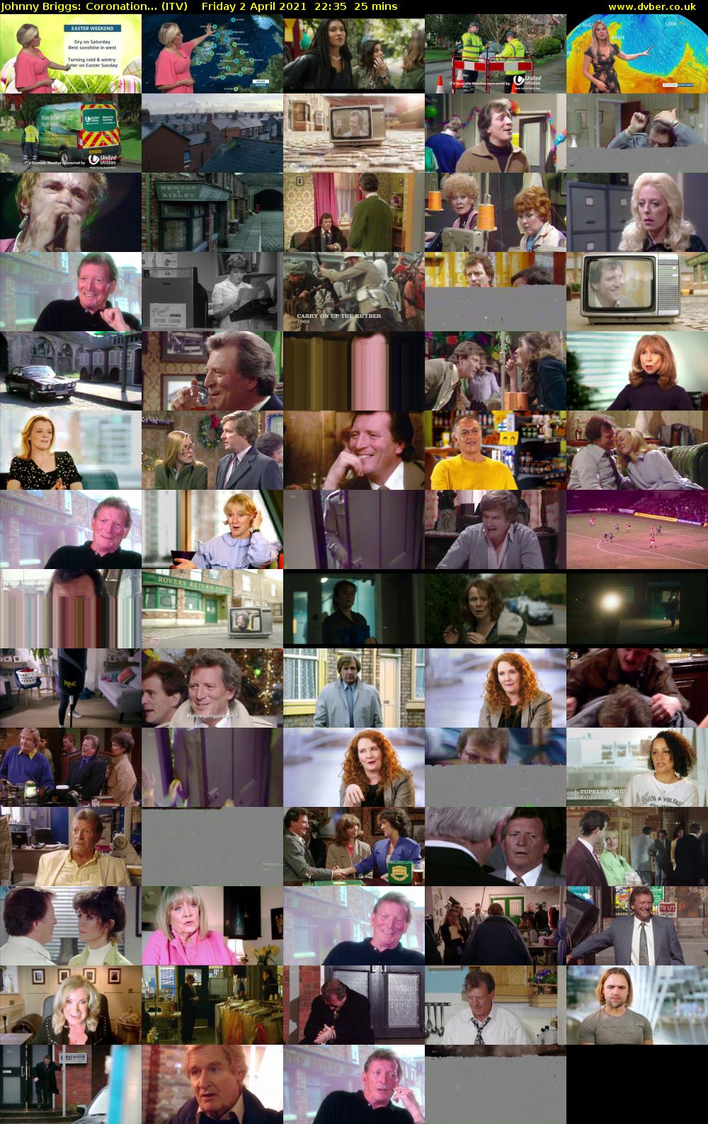 Johnny Briggs: Coronation... (ITV) Friday 2 April 2021 22:35 - 23:00
