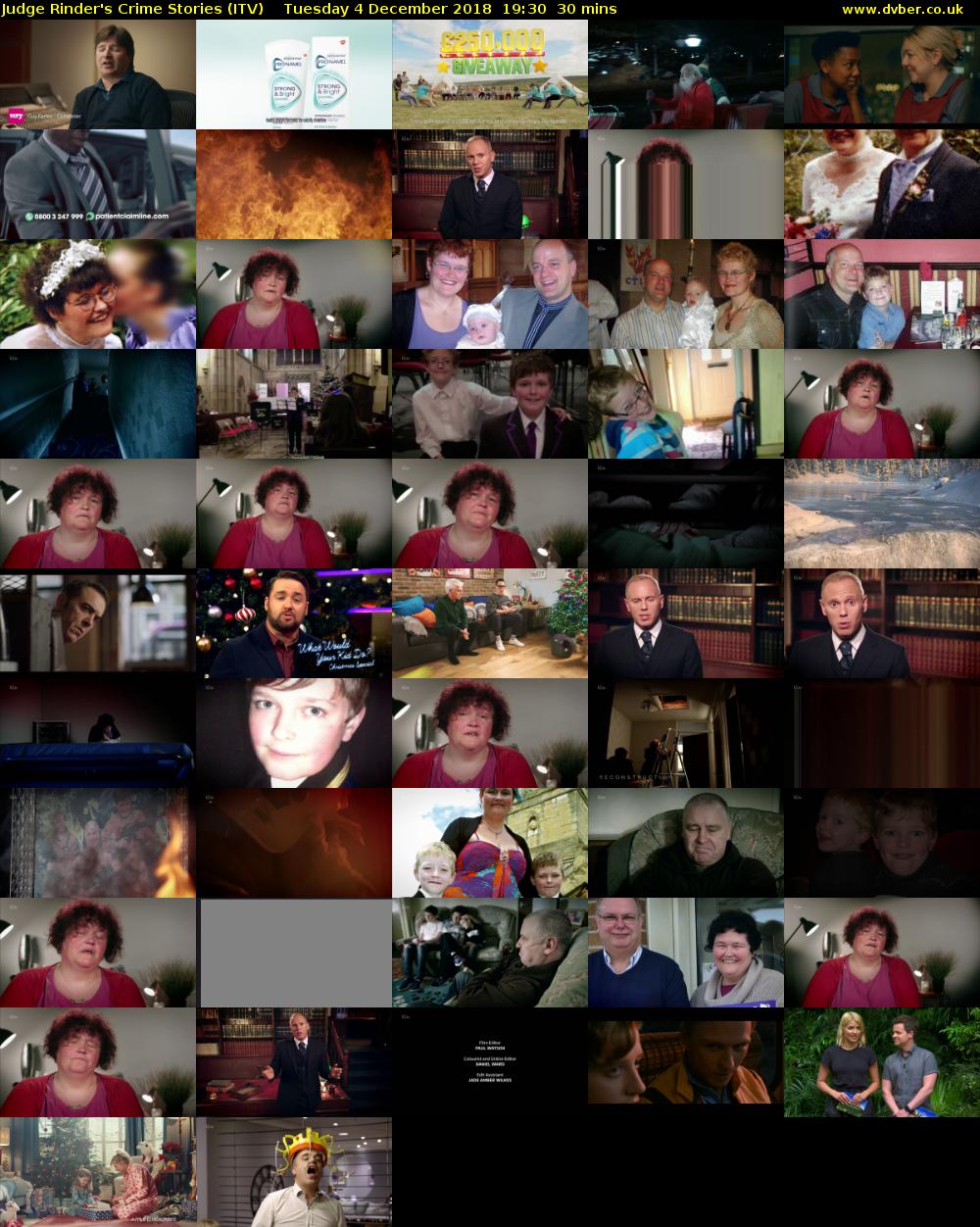 Judge Rinder's Crime Stories (ITV) Tuesday 4 December 2018 19:30 - 20:00