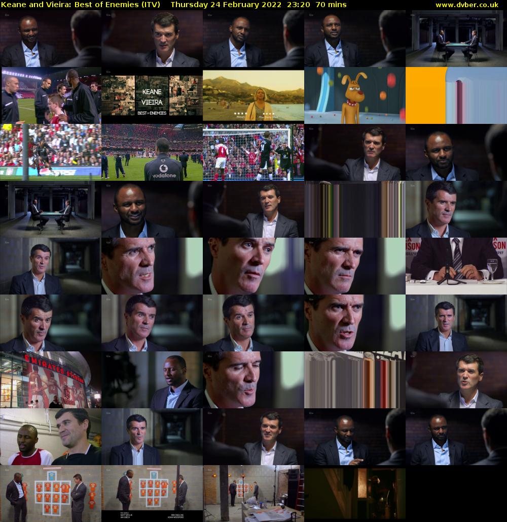 Keane and Vieira: Best of Enemies (ITV) Thursday 24 February 2022 23:20 - 00:30