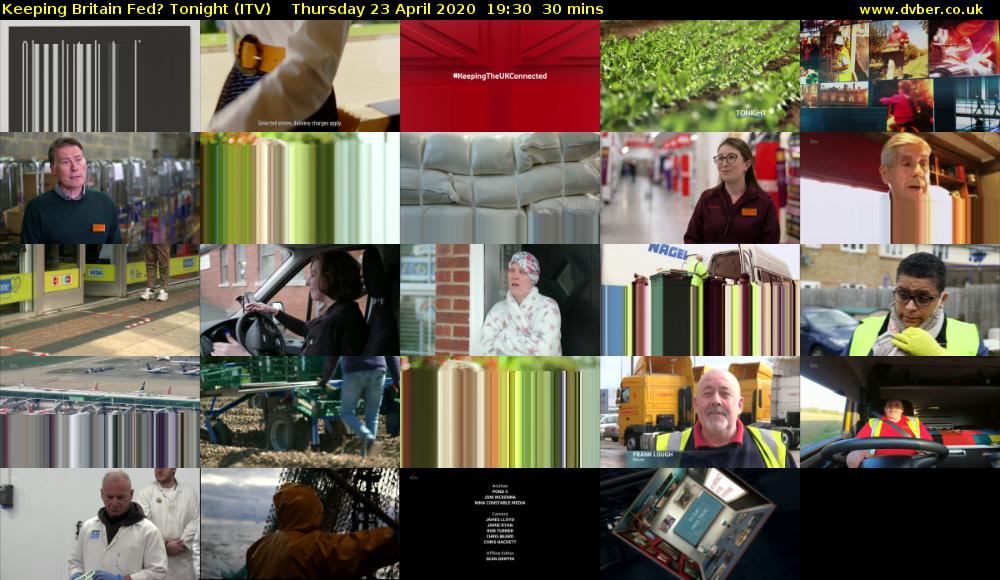 Keeping Britain Fed? Tonight (ITV) Thursday 23 April 2020 19:30 - 20:00