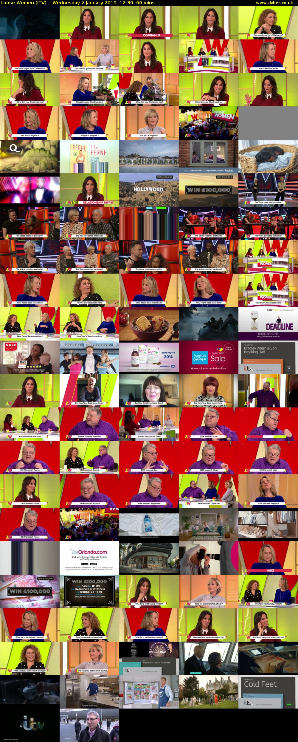 Loose Women (ITV) Wednesday 2 January 2019 12:30 - 13:30