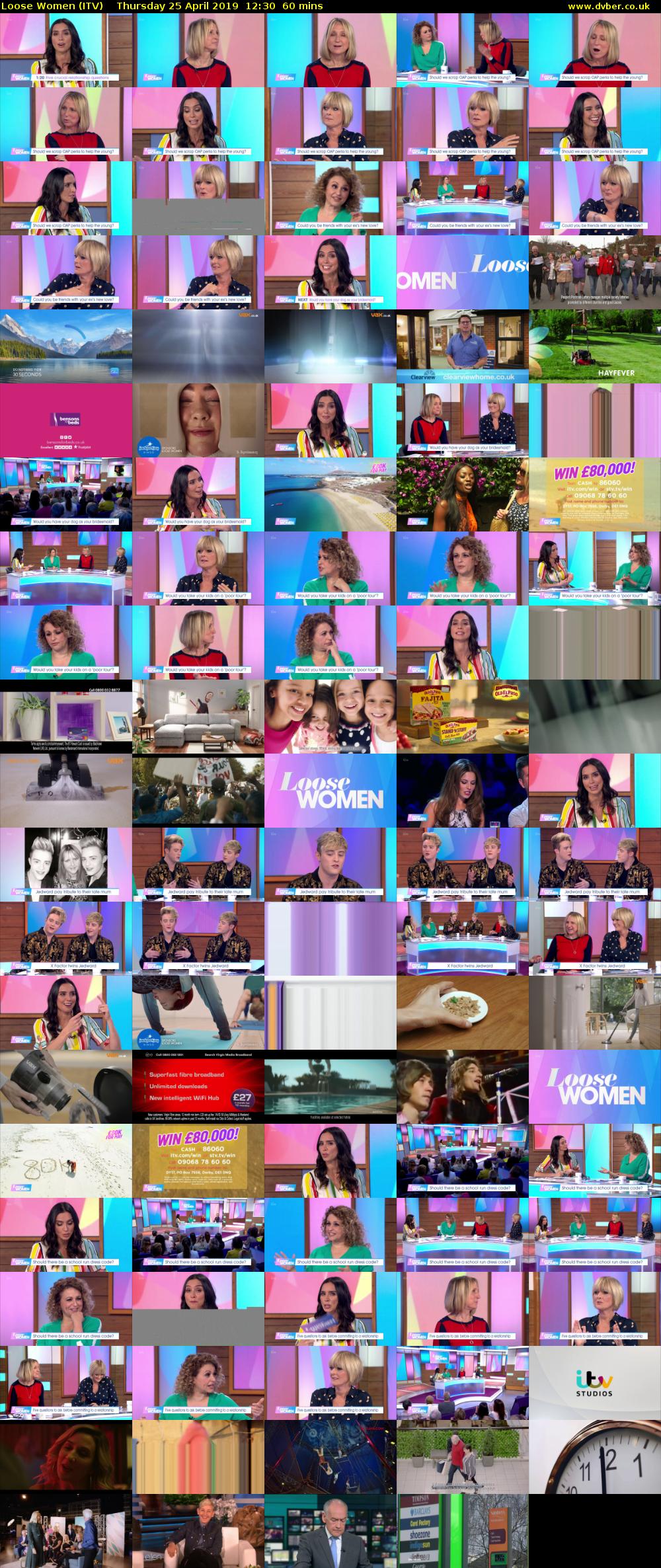 Loose Women (ITV) Thursday 25 April 2019 12:30 - 13:30