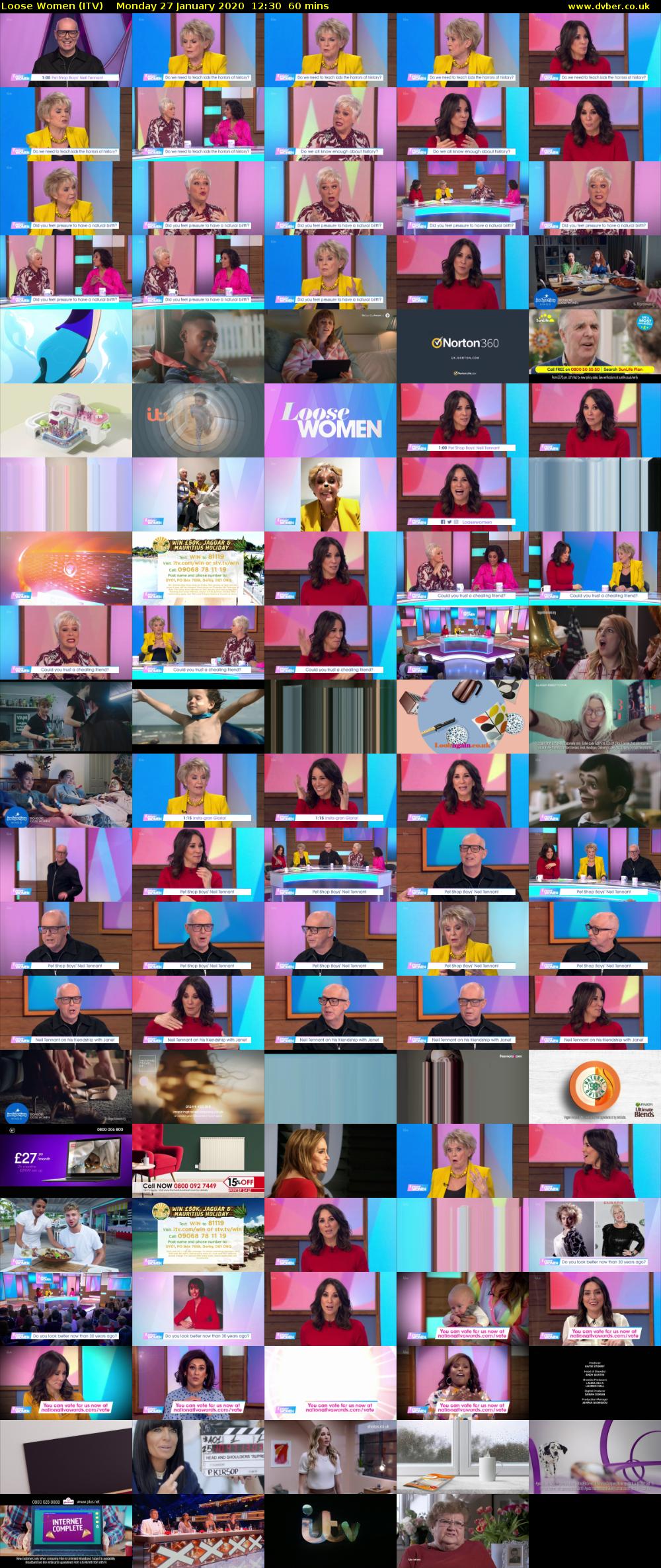 Loose Women (ITV) Monday 27 January 2020 12:30 - 13:30