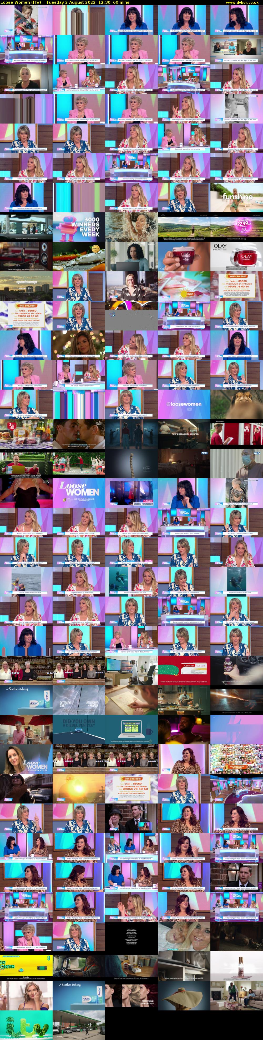 Loose Women (ITV) Tuesday 2 August 2022 12:30 - 13:30