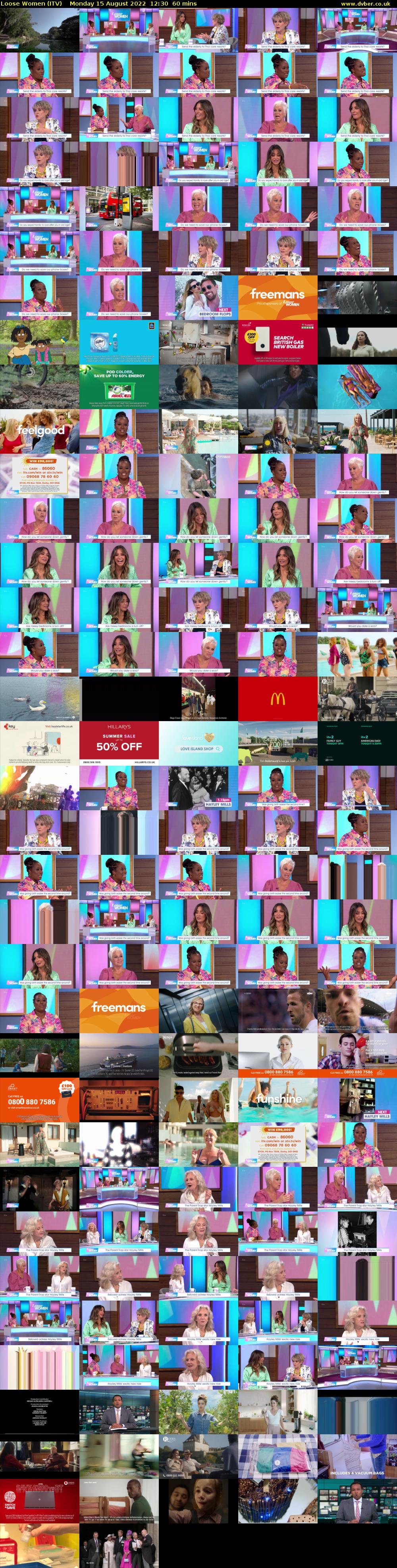 Loose Women (ITV) Monday 15 August 2022 12:30 - 13:30