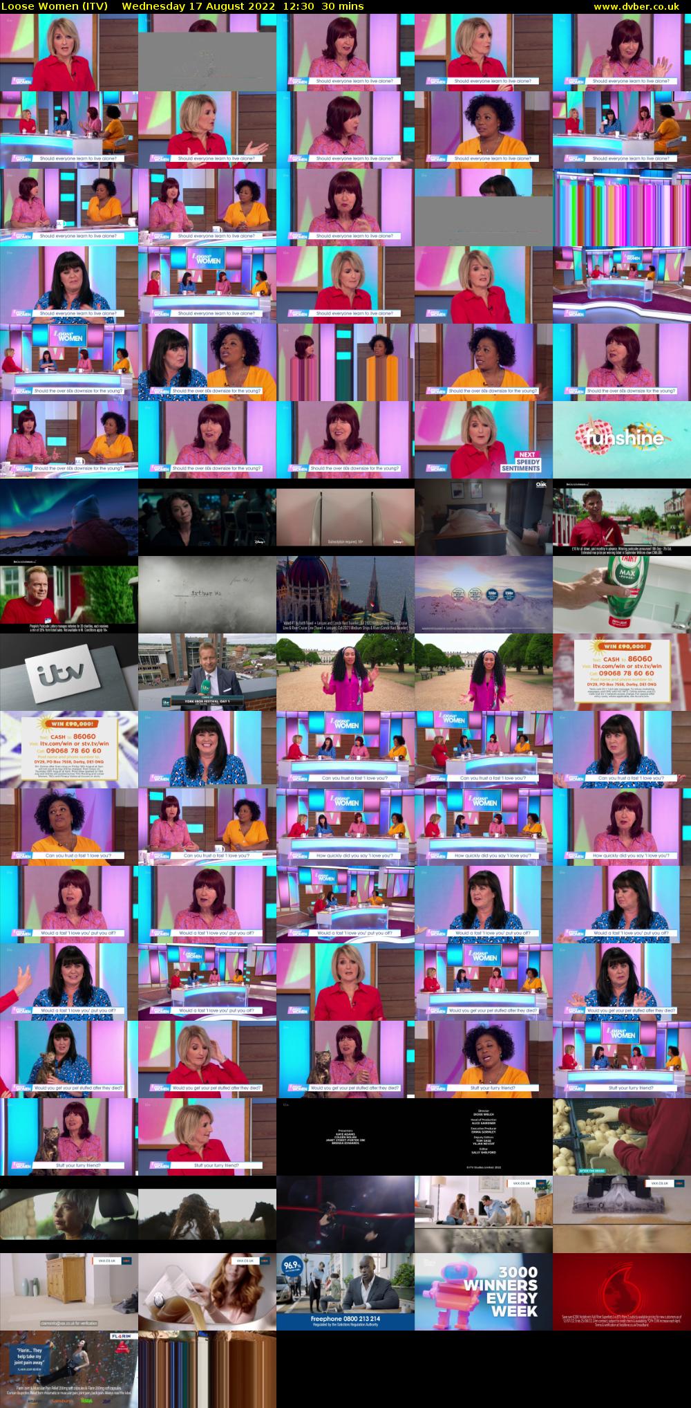 Loose Women (ITV) Wednesday 17 August 2022 12:30 - 13:00