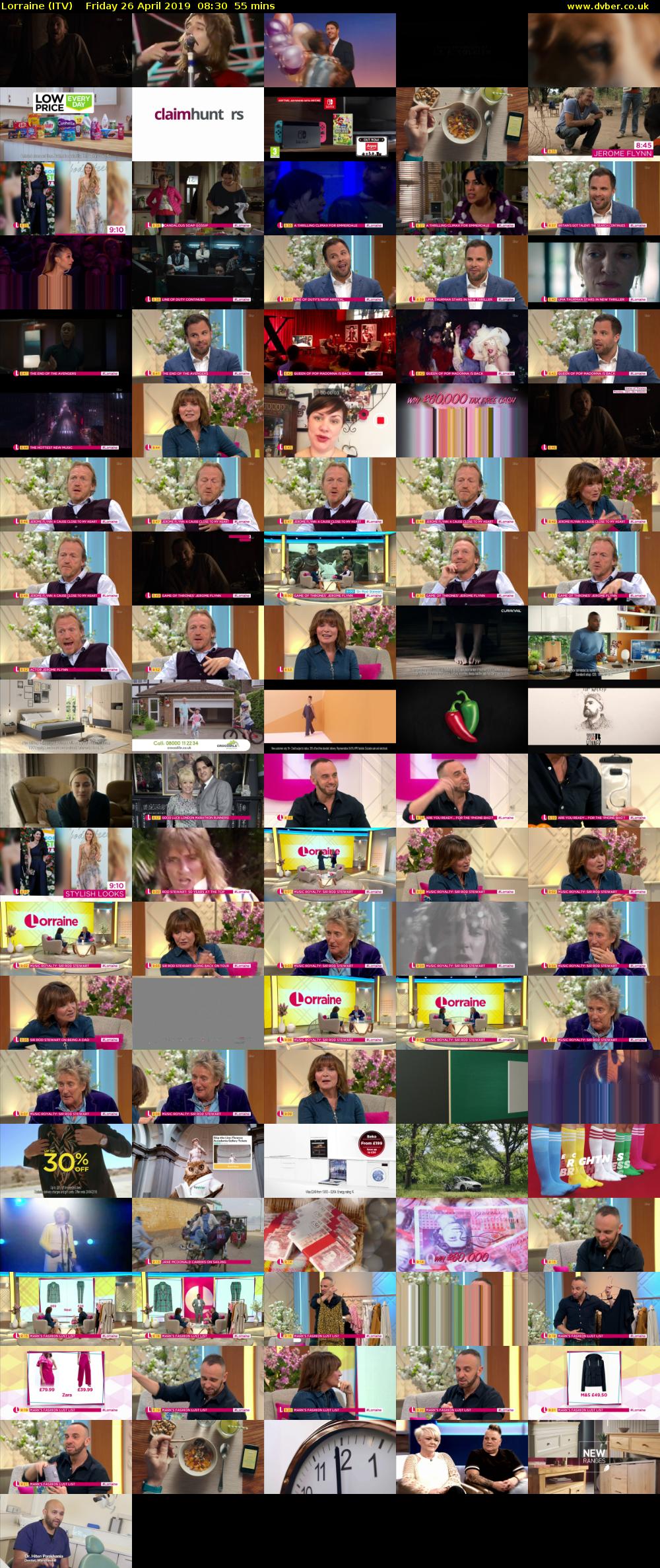 Lorraine (ITV) Friday 26 April 2019 08:30 - 09:25