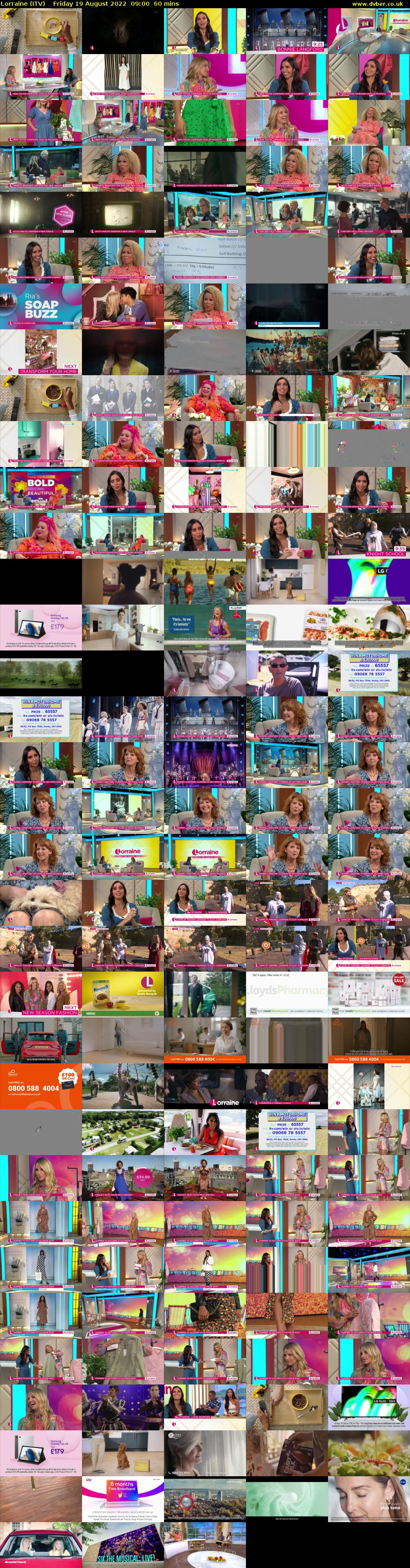Lorraine (ITV) Friday 19 August 2022 09:00 - 10:00