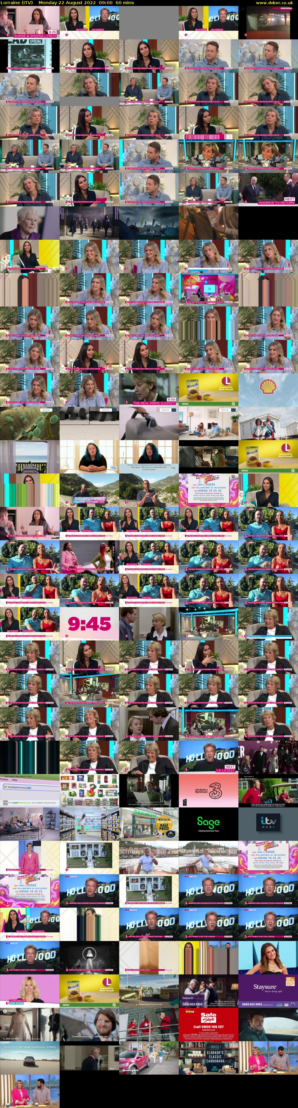 Lorraine (ITV) Monday 22 August 2022 09:00 - 10:00