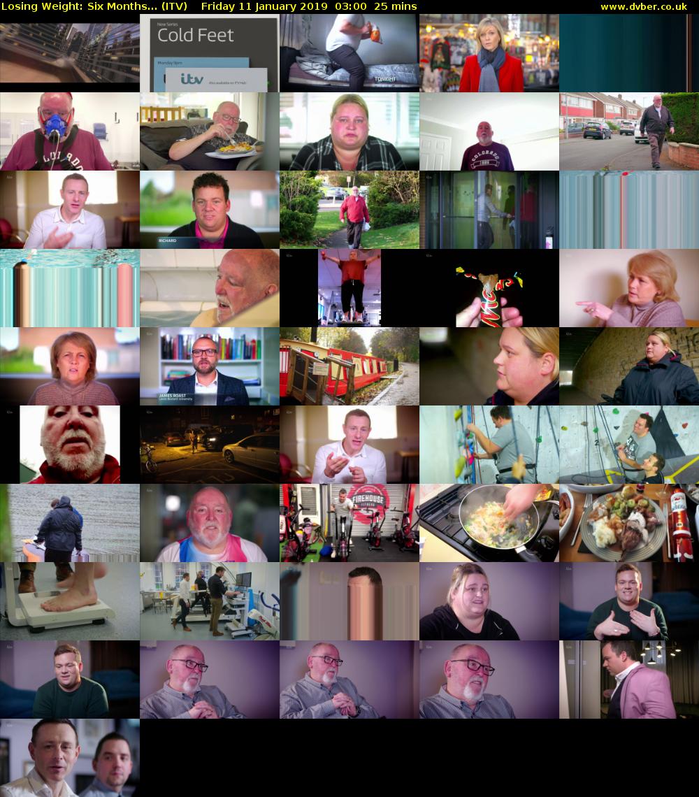 Losing Weight: Six Months... (ITV) Friday 11 January 2019 03:00 - 03:25