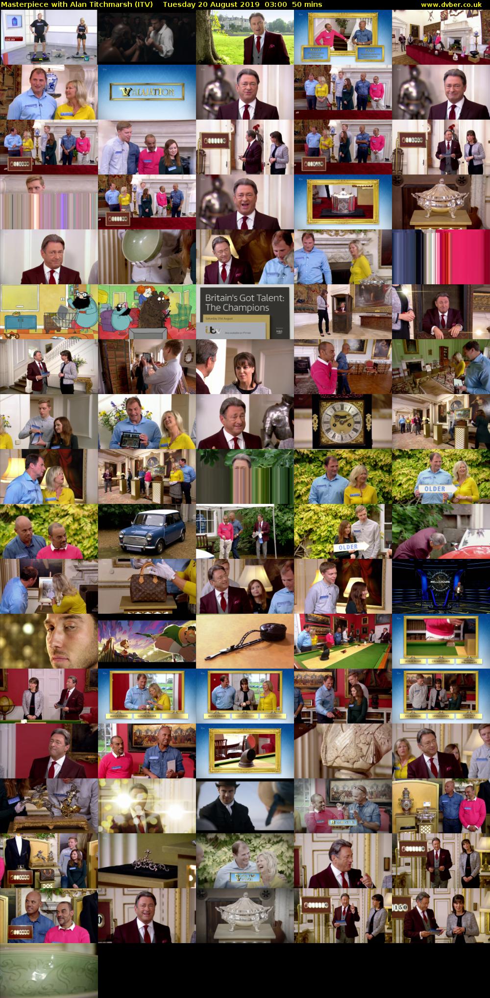 Masterpiece with Alan Titchmarsh (ITV) Tuesday 20 August 2019 03:00 - 03:50