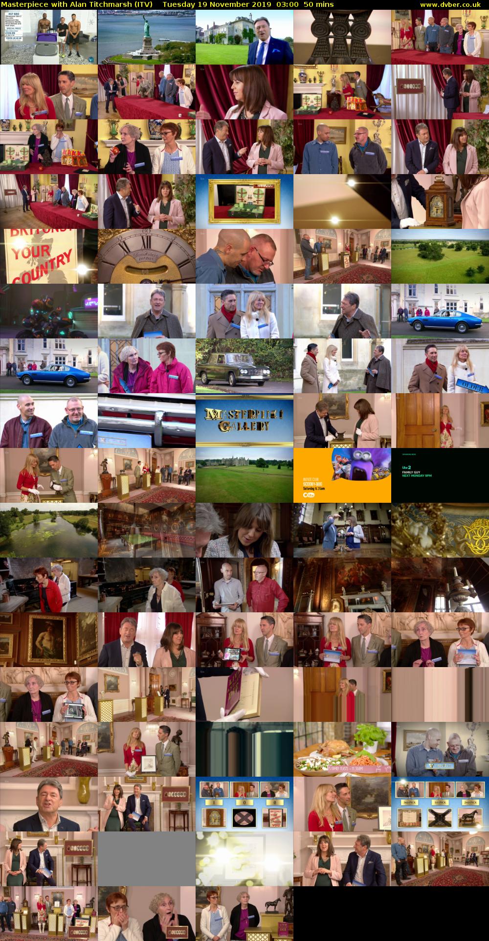 Masterpiece with Alan Titchmarsh (ITV) Tuesday 19 November 2019 03:00 - 03:50
