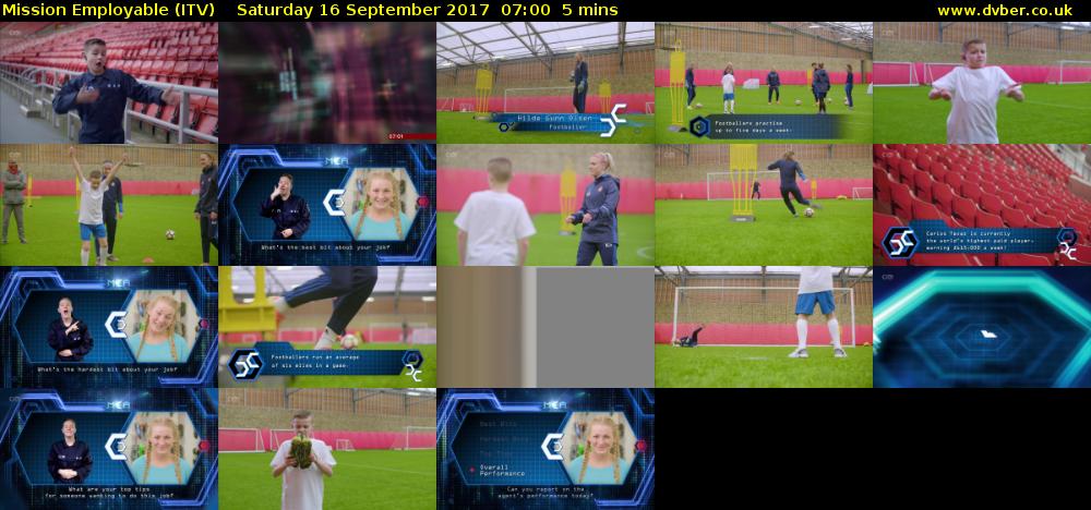 Mission Employable (ITV) Saturday 16 September 2017 07:00 - 07:05