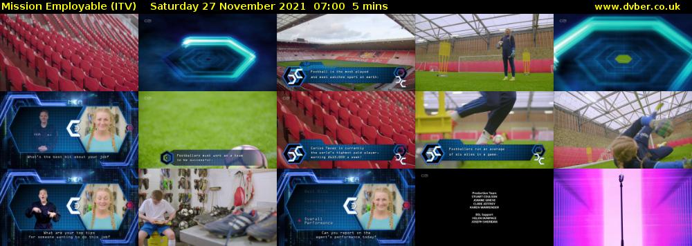 Mission Employable (ITV) Saturday 27 November 2021 07:00 - 07:05