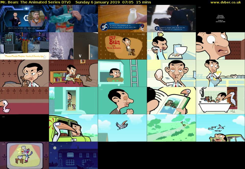 Mr. Bean: The Animated Series (ITV) Sunday 6 January 2019 07:05 - 07:20