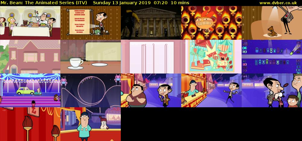 Mr. Bean: The Animated Series (ITV) Sunday 13 January 2019 07:20 - 07:30