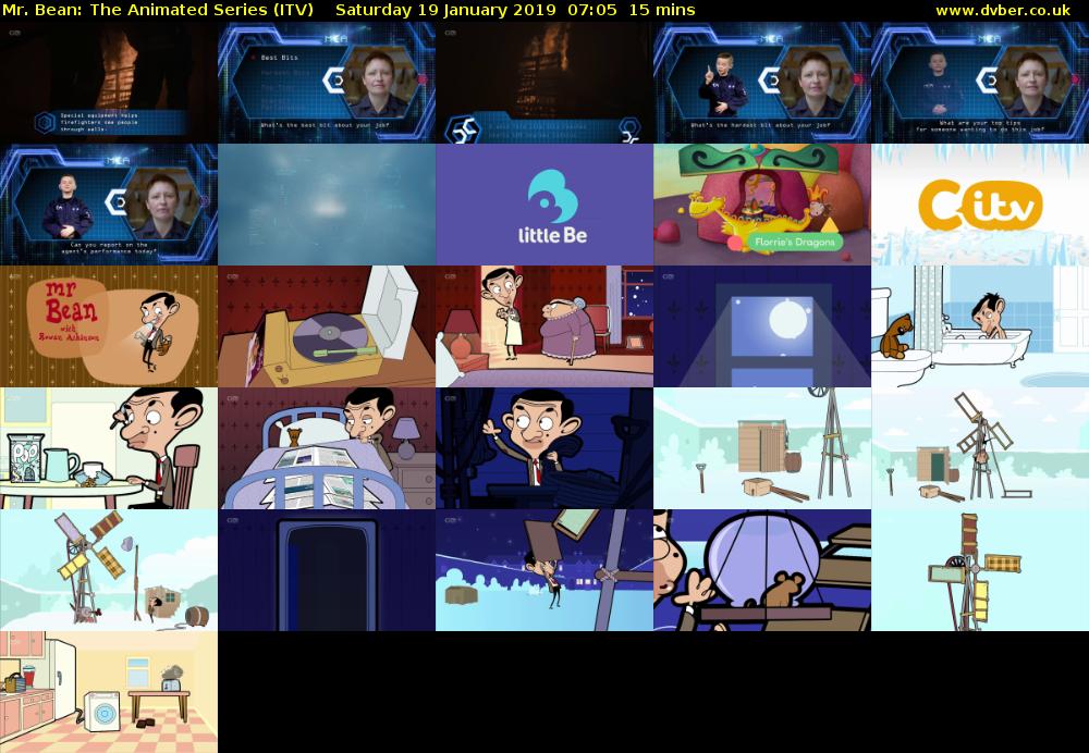 Mr. Bean: The Animated Series (ITV) Saturday 19 January 2019 07:05 - 07:20
