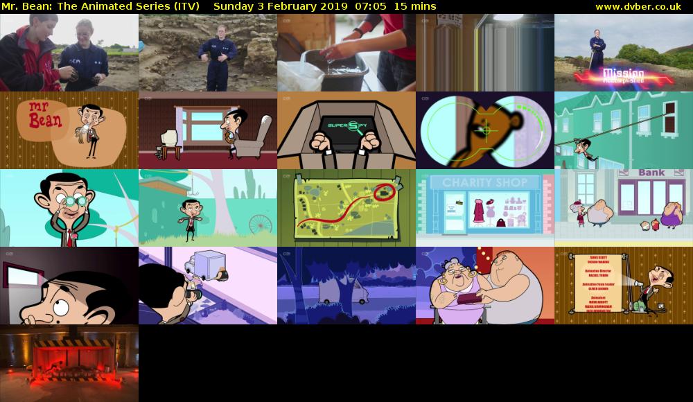 Mr. Bean: The Animated Series (ITV) Sunday 3 February 2019 07:05 - 07:20