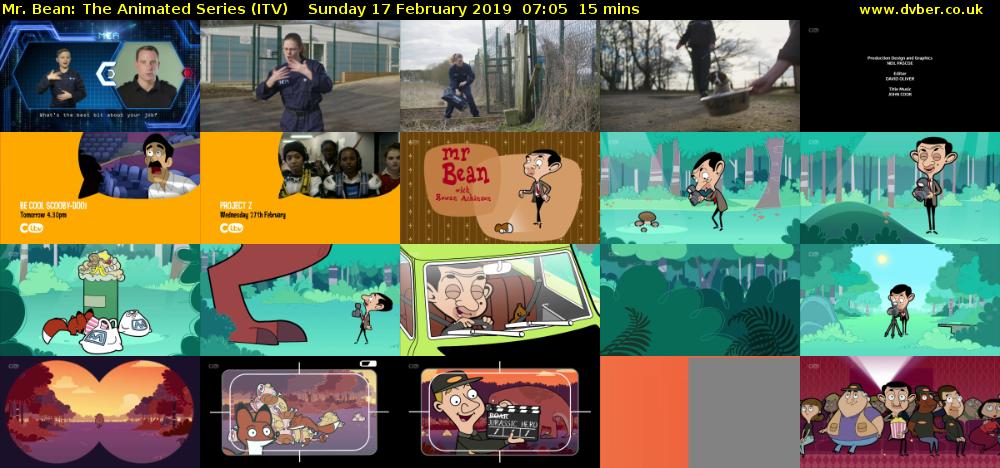 Mr. Bean: The Animated Series (ITV) Sunday 17 February 2019 07:05 - 07:20