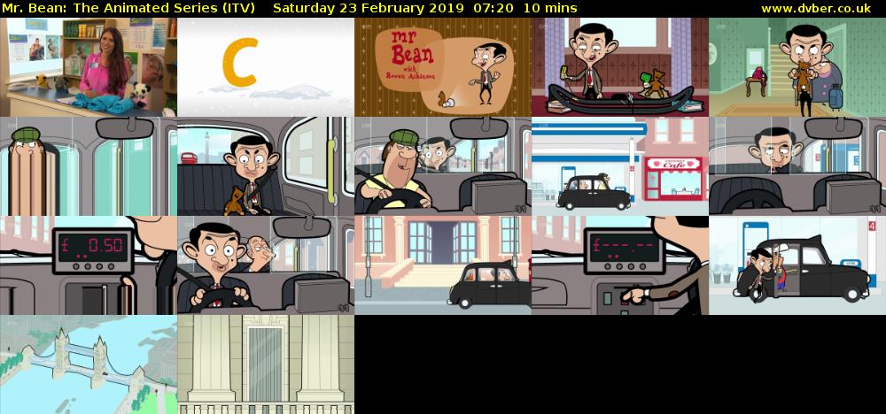 Mr. Bean: The Animated Series (ITV) Saturday 23 February 2019 07:20 - 07:30