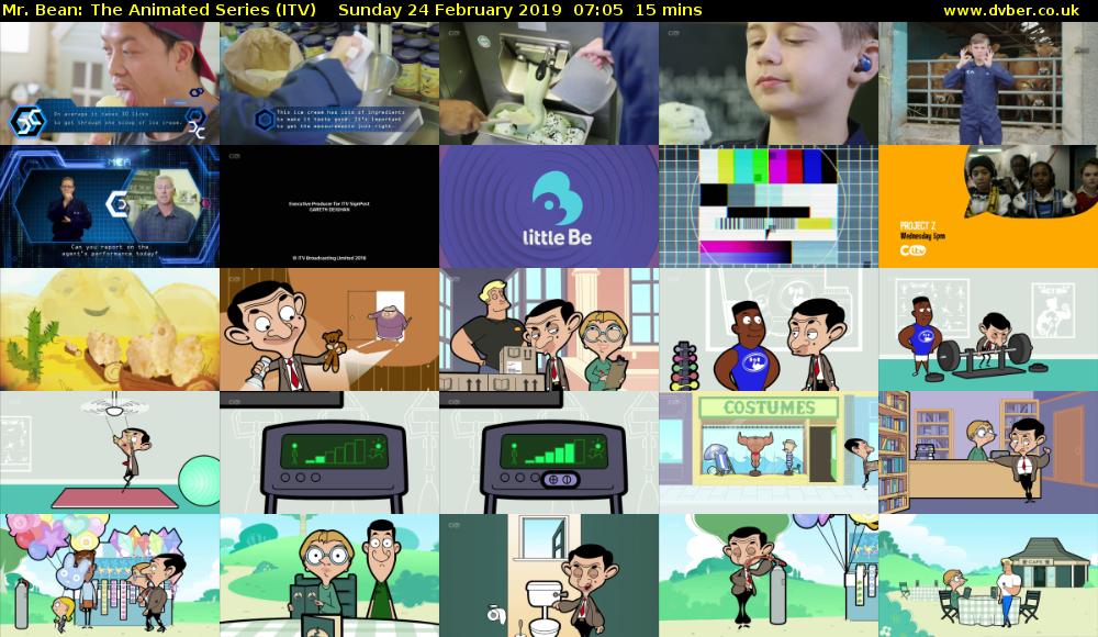 Mr. Bean: The Animated Series (ITV) Sunday 24 February 2019 07:05 - 07:20