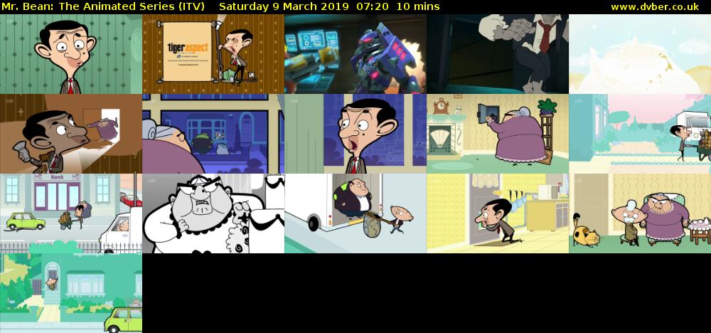 Mr. Bean: The Animated Series (ITV) Saturday 9 March 2019 07:20 - 07:30