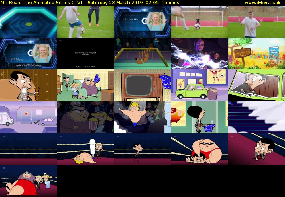 Mr. Bean: The Animated Series (ITV) Saturday 23 March 2019 07:05 - 07:20