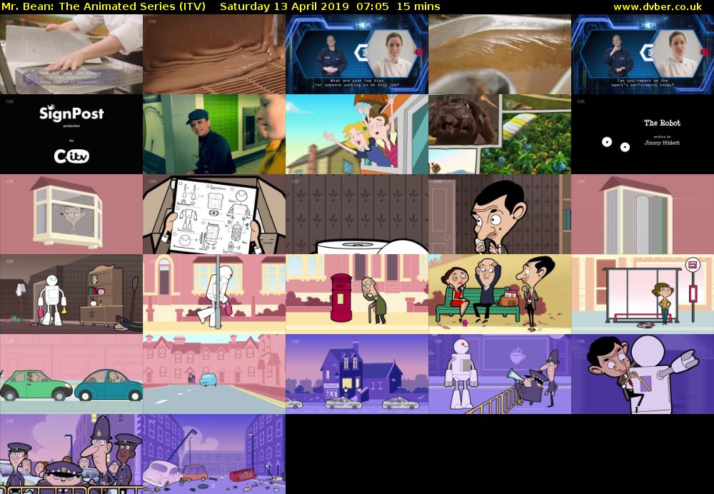 Mr. Bean: The Animated Series (ITV) Saturday 13 April 2019 07:05 - 07:20
