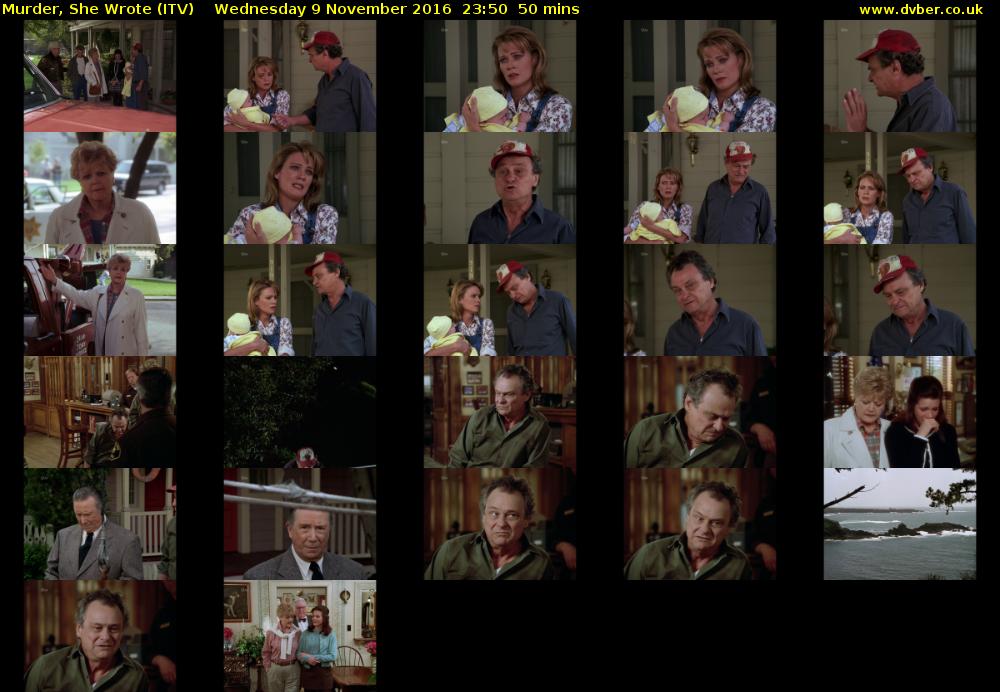 Murder, She Wrote (ITV) Wednesday 9 November 2016 23:50 - 00:40