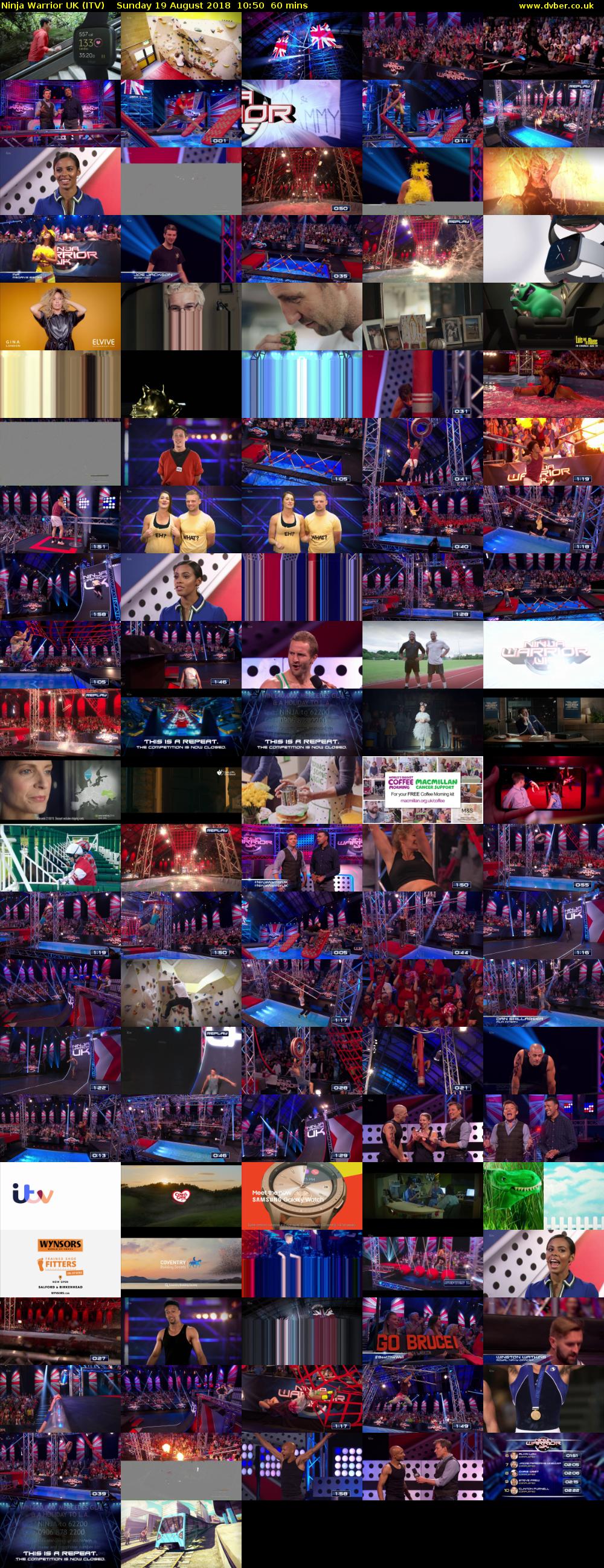 Ninja Warrior UK (ITV) Sunday 19 August 2018 10:50 - 11:50